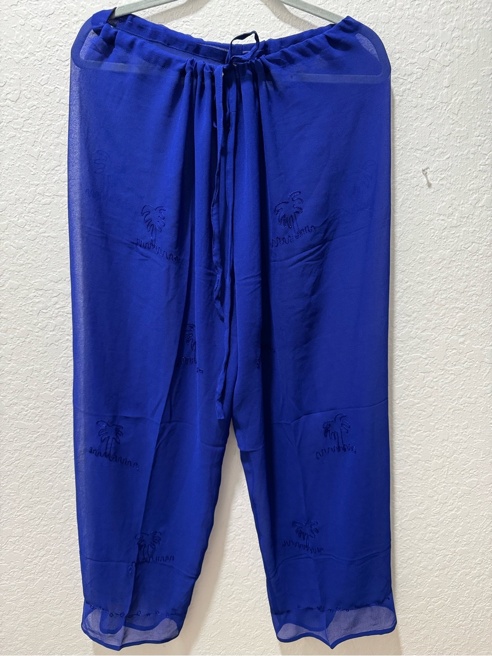 Women's Sheer Royal Blue Swim Coverup Pants